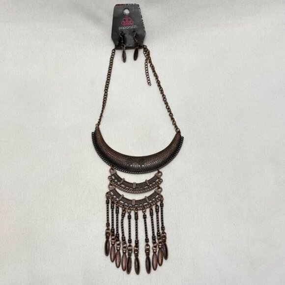 Eastern Empress Copper Fashion Necklace & Earring Set Paparazzi Accessories NWT - Picture 6 of 6
